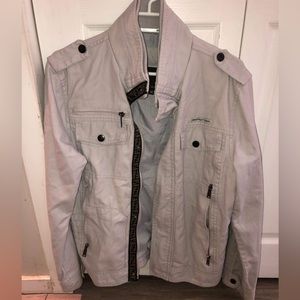 Men's Calvin Klein Jacket x Fendi detailing.